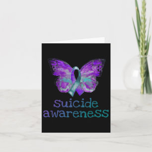Suicide Awareness Purple Teal Butterfly Semicolon Card