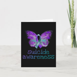 Suicide Awareness Purple Teal Butterfly SemiColon Card