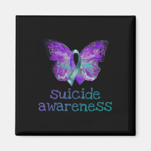 Suicide Awareness Purple Teal Butterfly SemiColon  Magnet