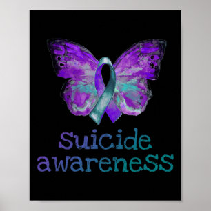 Suicide Awareness Purple Teal Butterfly SemiColon Poster