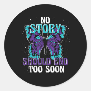 Suicide Awareness Ribbon Butterfly Suicide Classic Round Sticker
