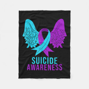 Suicide Awareness Ribbon Mental Health Depression Fleece Blanket