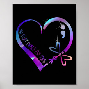 Suicide Awareness Ribbon Mental Health Positive Poster
