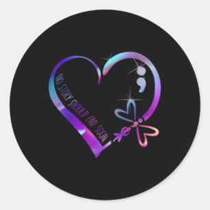 Suicide Awareness Ribbon Mental Health Positive Qu Classic Round Sticker