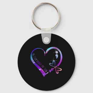 Suicide Awareness Ribbon Mental Health Positive Qu Key Ring