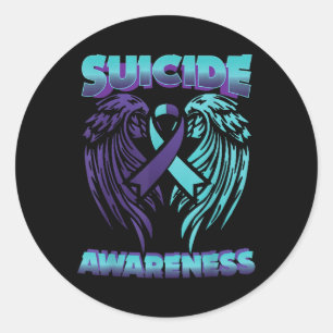 Suicide Awareness Ribbon Wings Suicide Prevention Classic Round Sticker