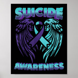 Suicide Awareness Ribbon Wings Suicide Prevention  Poster