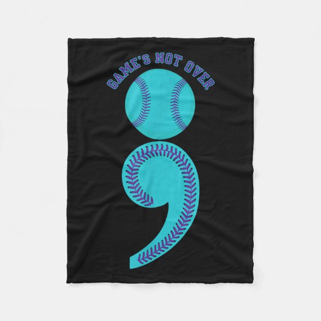 Suicide Awareness Semicolon Game's Not Over Baseba Fleece Blanket (Front)