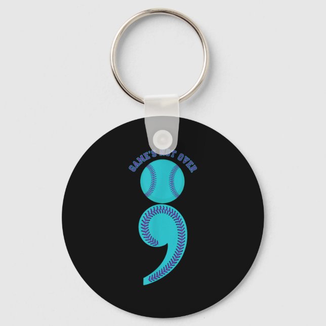Suicide Awareness Semicolon Game's Not Over Baseba Key Ring (Front)