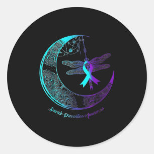 Suicide Awareness Shirt Dragonfly Moon Suicide Pre Classic Round Sticker