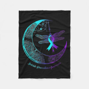 Suicide Awareness Shirt Dragonfly Moon Suicide Pre Fleece Blanket
