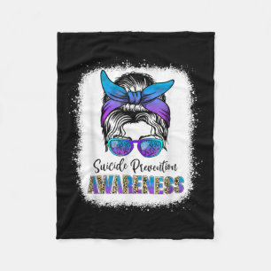 Suicide Awareness Shirt Messy Bun Hair Suicide Fleece Blanket