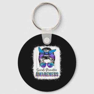 Suicide Awareness Shirt Messy Bun Hair Suicide Key Ring
