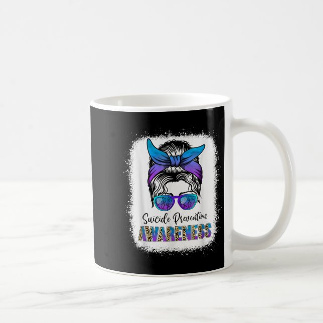 Suicide Awareness Shirt Messy Bun Hair Suicide Pre Coffee Mug (Right)