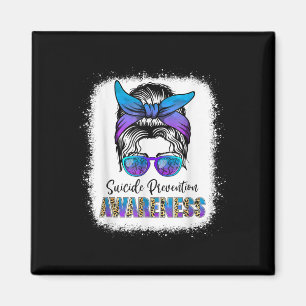 Suicide Awareness Shirt Messy Bun Hair Suicide Pre Magnet