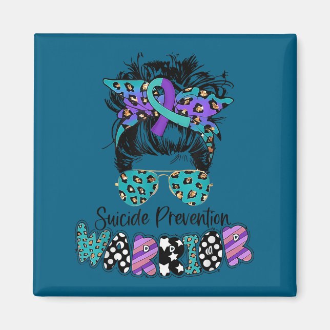 Suicide Awareness Shirt Messy Bun Hair Suicide Pre Magnet (Front)
