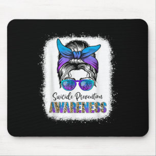 Suicide Awareness Shirt Messy Bun Hair Suicide Pre Mouse Pad