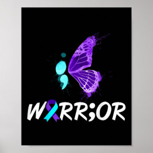 Suicide Awareness Shirt Semicolon Butterfly Suicid Poster