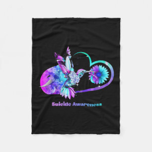 Suicide Awareness Shirt Sunflower Heart Purple Fleece Blanket