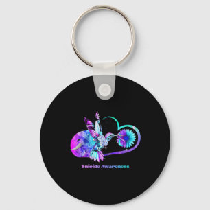 Suicide Awareness Shirt Sunflower Heart Purple Key Ring