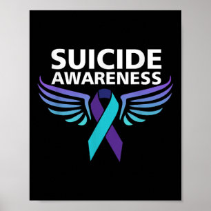 Suicide Awareness Shirt Wings And Ribbon Suicide Poster
