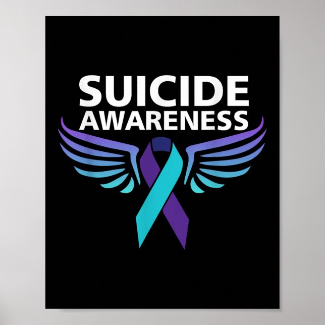 Suicide Awareness Shirt Wings And Ribbon Suicide Poster (Front)
