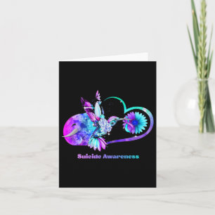Suicide Awareness Sunflower Heart Purple Ribbon Card