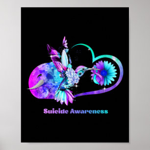 Suicide Awareness Sunflower Heart Purple Ribbon Poster
