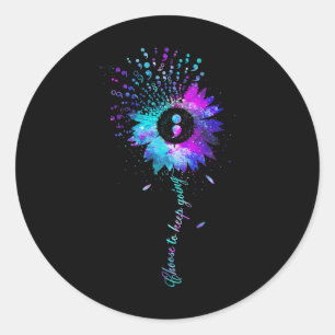 Suicide Awareness Sunflower Semicolon Teal Purple  Classic Round Sticker