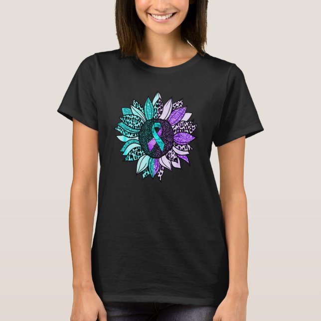 Suicide Awareness  Sunflower Suicide Prevention Ri T-Shirt (Front)