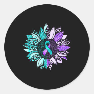 Suicide Awareness Sunflower Suicide Prevention Rib Classic Round Sticker