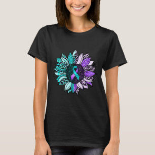 Suicide Awareness Sunflower Suicide Prevention Rib T-Shirt