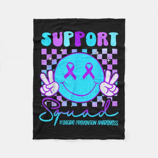 Suicide Awareness Teal &amp; Purple Ribbon Suprt G Fleece Blanket (Front)