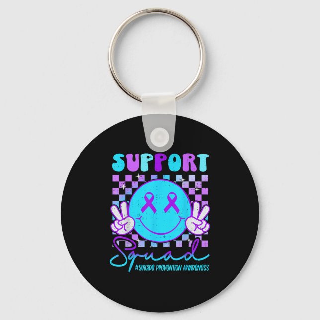 Suicide Awareness Teal &amp; Purple Ribbon Suprt G Key Ring (Front)
