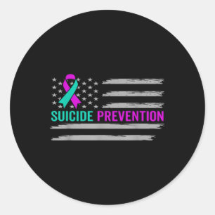 Suicide Awareness Usa American Flag Mental Health Classic Round Sticker