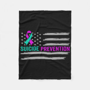 Suicide Awareness Usa American Flag Mental Health Fleece Blanket