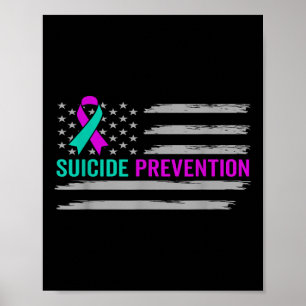 Suicide Awareness Usa American Flag Mental Health Poster
