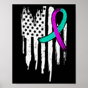 Suicide Awareness Usa American Flag Mental Health Poster