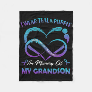 Suicide Awareness Wear Teal Purple In Memory Of My Fleece Blanket