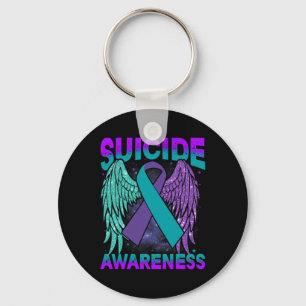 Suicide Awareness Wings And Ribbon Suicide Prevent Key Ring