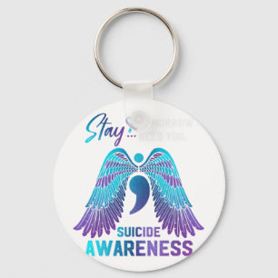 Suicide Awareness Wings And Ribbon Suicide Prevent Key Ring