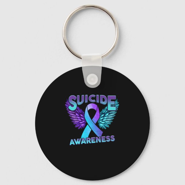 Suicide Awareness Wings And Ribbon Suicide Prevent Key Ring (Front)