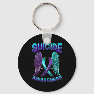 Suicide Awareness Wings And Ribbon Suicide Prevent Key Ring