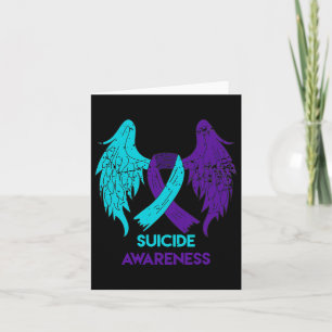 Suicide Awareness Wings And Ribbon Teal And Purple Card