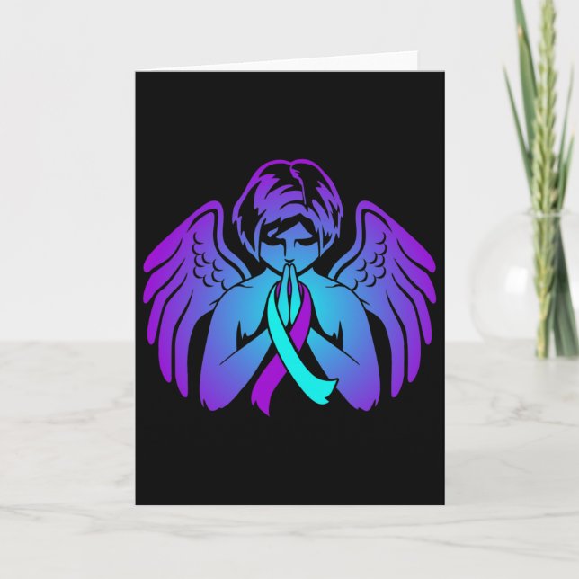 Suicide Awareness Wings Angel Ribbon Happy Support Card (Front)