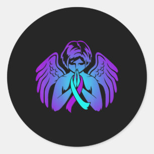Suicide Awareness Wings Angel Ribbon Happy Support Classic Round Sticker