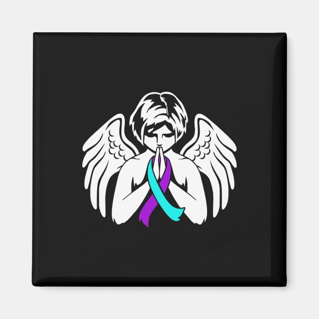 Suicide Awareness Wings Angel Ribbon Happy Support Magnet (Front)