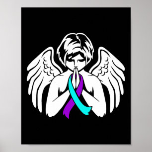 Suicide Awareness Wings Angel Ribbon Happy Support Poster