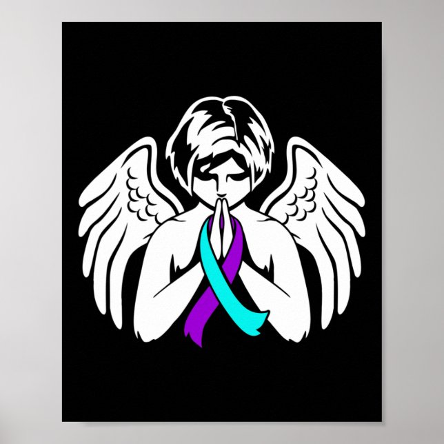Suicide Awareness Wings Angel Ribbon Happy Support Poster (Front)