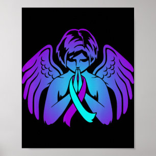 Suicide Awareness Wings Angel Ribbon Happy Support Poster